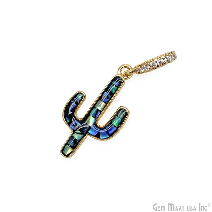 Shell Cactus Charm Pendant 30x12mm Single Bail Bracelet Charm GemmartUSA Bracelets