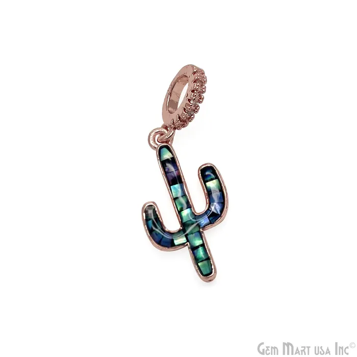 Shell Cactus Charm Pendant 30x12mm Single Bail Bracelet Charm GemmartUSA Bracelets