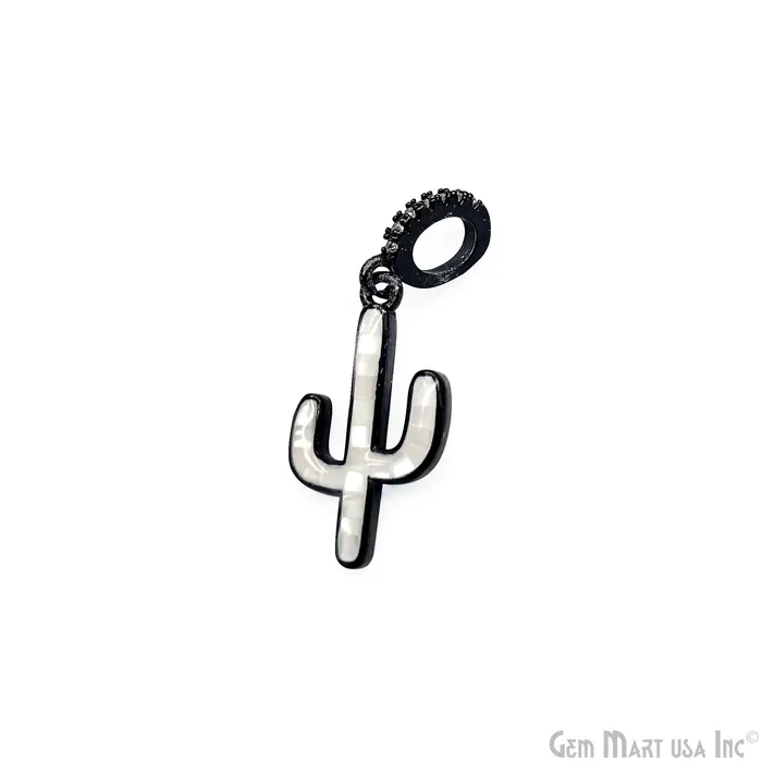 Shell Cactus Charm Pendant 30x12mm Single Bail Bracelet Charm GemmartUSA Bracelets