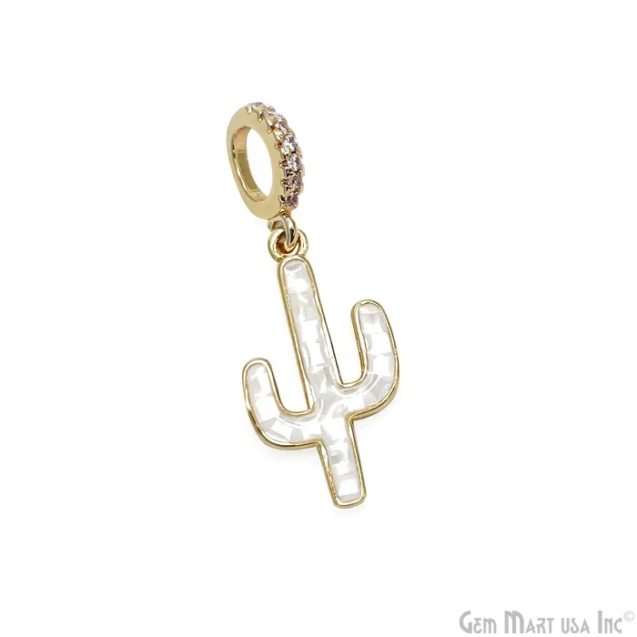 Shell Cactus Charm Pendant 30x12mm Single Bail Bracelet Charm GemmartUSA Bracelets