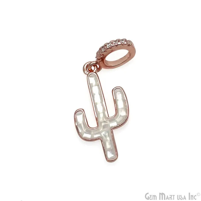 Shell Cactus Charm Pendant 30x12mm Single Bail Bracelet Charm GemmartUSA Bracelets