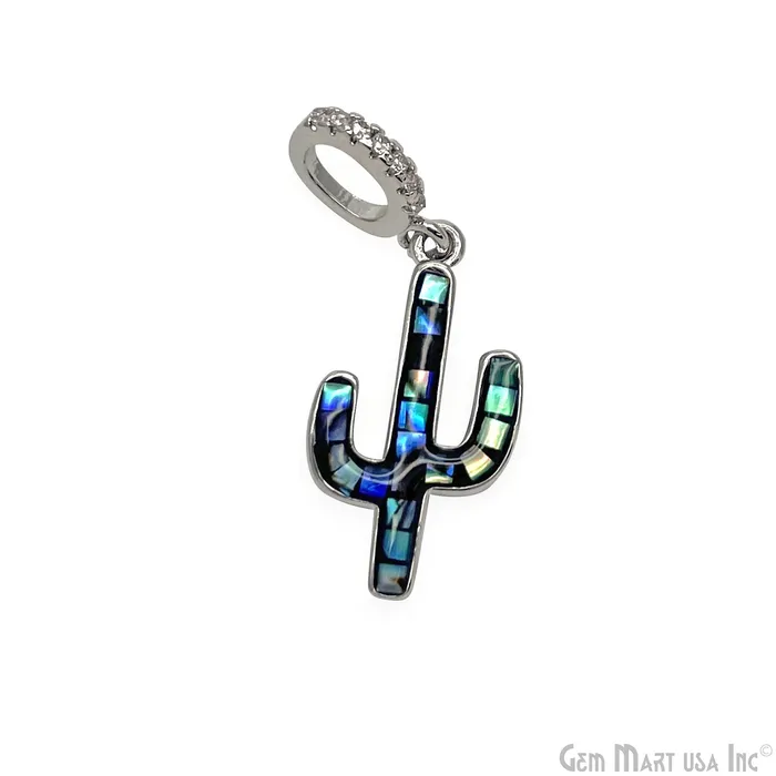 Shell Cactus Charm Pendant 30x12mm Single Bail Bracelet Charm GemmartUSA Bracelets