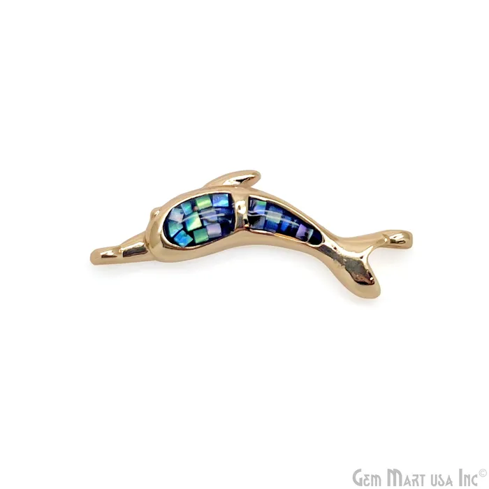 Shell Dolphin Fish Charm Pendant 24x8mm Single Bail Bracelet Charm GemMartUSA Bracelets