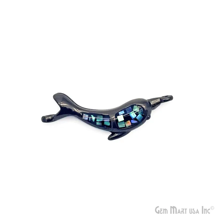 Shell Dolphin Fish Charm Pendant 24x8mm Single Bail Bracelet Charm GemMartUSA Bracelets