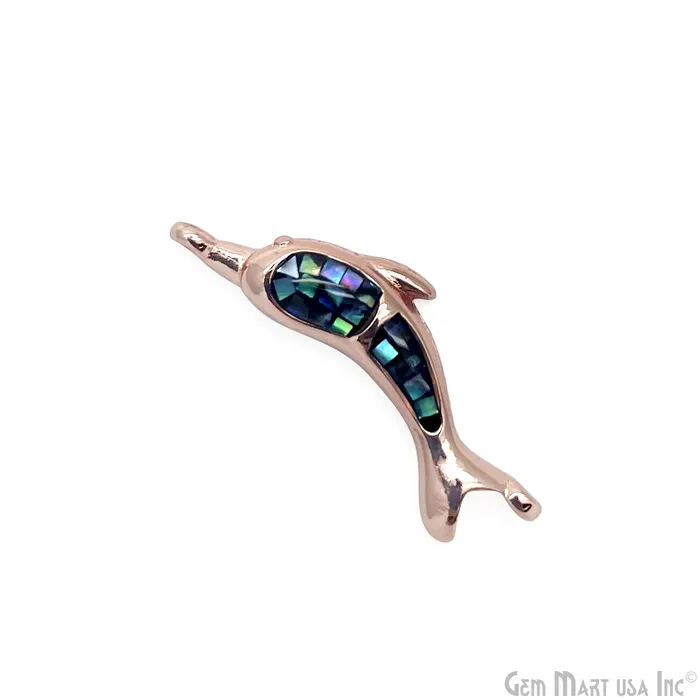 Shell Dolphin Fish Charm Pendant 24x8mm Single Bail Bracelet Charm GemMartUSA Bracelets
