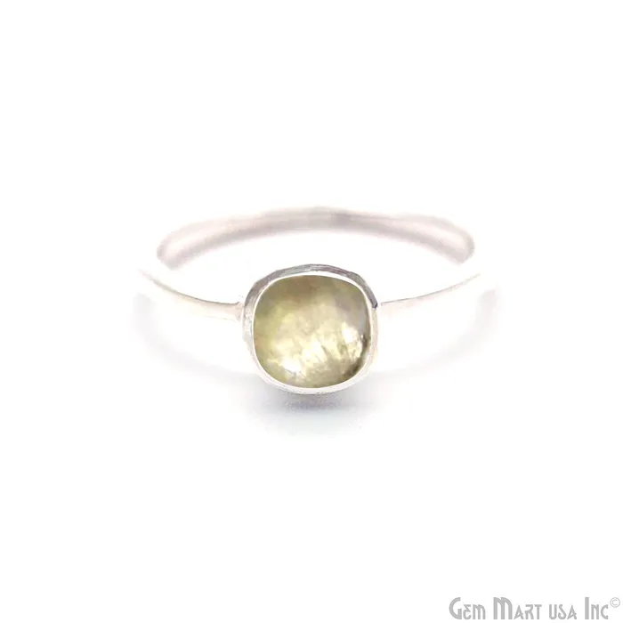 Silver Plated Cushion Shape Single Gemstone Solitaire Ring Pick your stone and size SP12008 GemMartUSA Rings