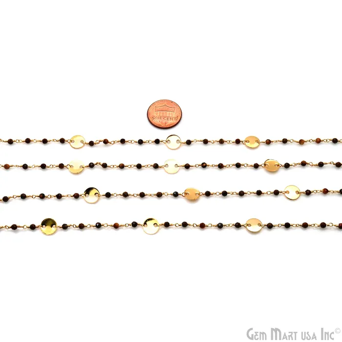 Tiger Eye 335mm Gold Plated Wire Wrapped Beads Rosary Chain GemMartUSA Necklaces Tiger Eye 335mm Gold Plated Wire Wrapped Beads Rosary Chain GemMartUSA Necklaces
