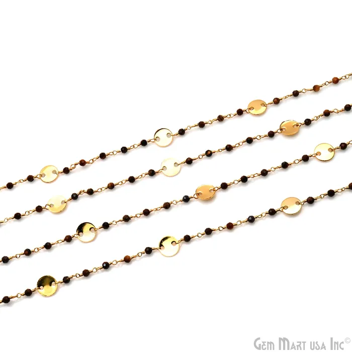 Tiger Eye 335mm Gold Plated Wire Wrapped Beads Rosary Chain GemMartUSA Necklaces Tiger Eye 335mm Gold Plated Wire Wrapped Beads Rosary Chain GemMartUSA Necklaces