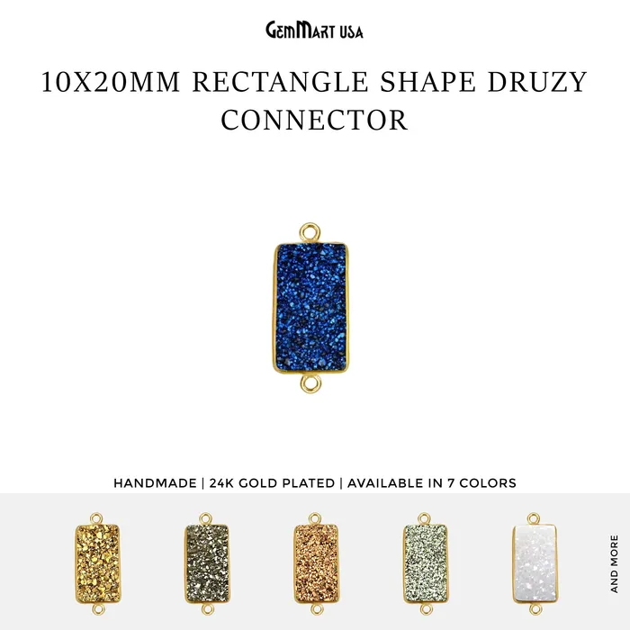 Titanium Druzy 10x20mm Rectangle Double Bail Gold Bezel Gemstone Connector GemMartUSA PreStyled Sets Titanium Druzy 10x20mm Rectangle Double Bail Gold Bezel Gemstone Connector GemMartUSA PreStyled Sets