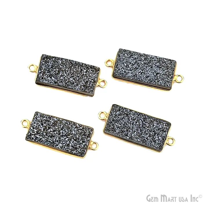Titanium Druzy 10x20mm Rectangle Double Bail Gold Bezel Gemstone Connector GemMartUSA PreStyled Sets Titanium Druzy 10x20mm Rectangle Double Bail Gold Bezel Gemstone Connector GemMartUSA PreStyled Sets