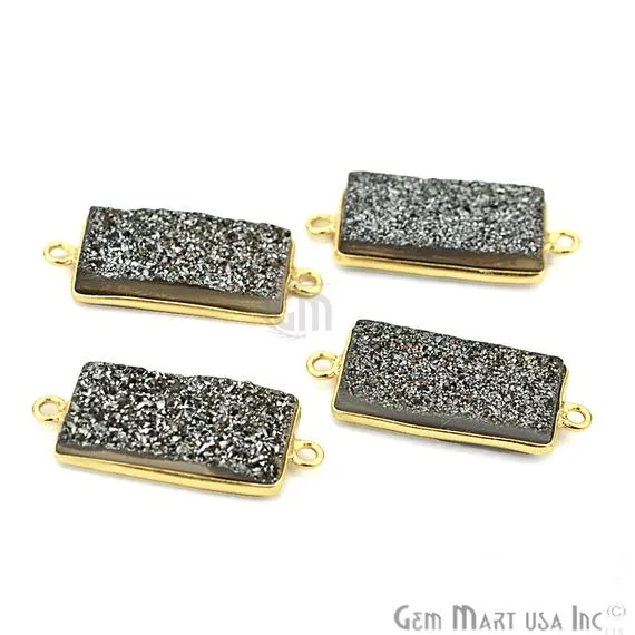 Titanium Druzy 10x20mm Rectangle Double Bail Gold Bezel Gemstone Connector GemMartUSA PreStyled Sets Titanium Druzy 10x20mm Rectangle Double Bail Gold Bezel Gemstone Connector GemMartUSA PreStyled Sets
