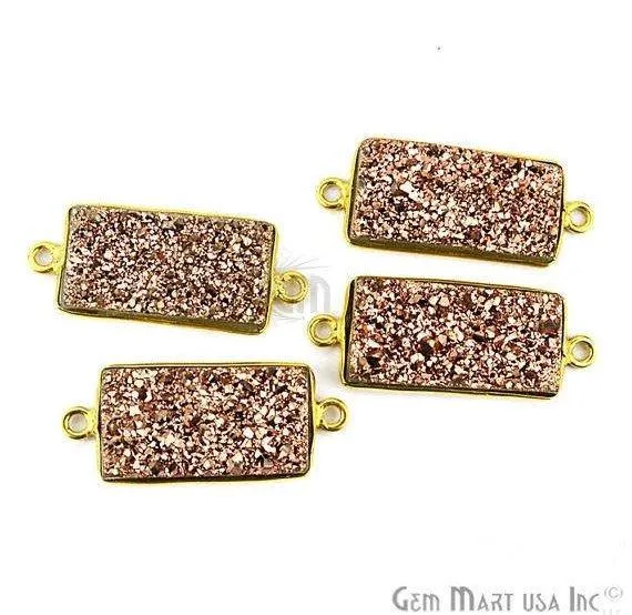 Titanium Druzy 10x20mm Rectangle Double Bail Gold Bezel Gemstone Connector GemMartUSA PreStyled Sets Titanium Druzy 10x20mm Rectangle Double Bail Gold Bezel Gemstone Connector GemMartUSA PreStyled Sets