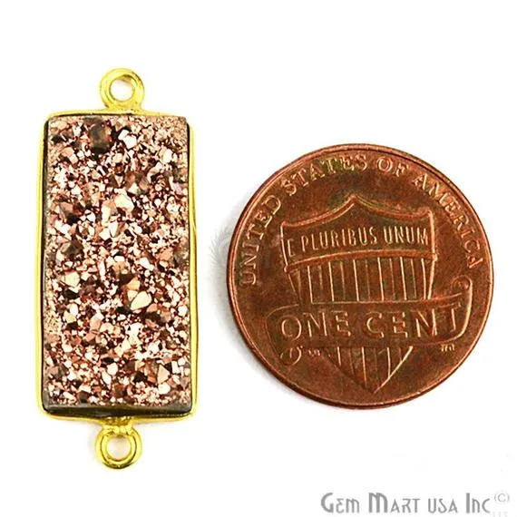 Titanium Druzy 10x20mm Rectangle Double Bail Gold Bezel Gemstone Connector GemMartUSA PreStyled Sets Titanium Druzy 10x20mm Rectangle Double Bail Gold Bezel Gemstone Connector GemMartUSA PreStyled Sets
