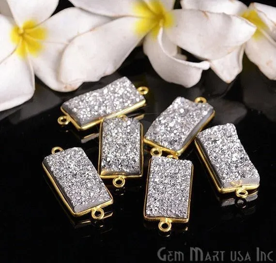 Titanium Druzy 10x20mm Rectangle Double Bail Gold Bezel Gemstone Connector GemMartUSA PreStyled Sets Titanium Druzy 10x20mm Rectangle Double Bail Gold Bezel Gemstone Connector GemMartUSA PreStyled Sets