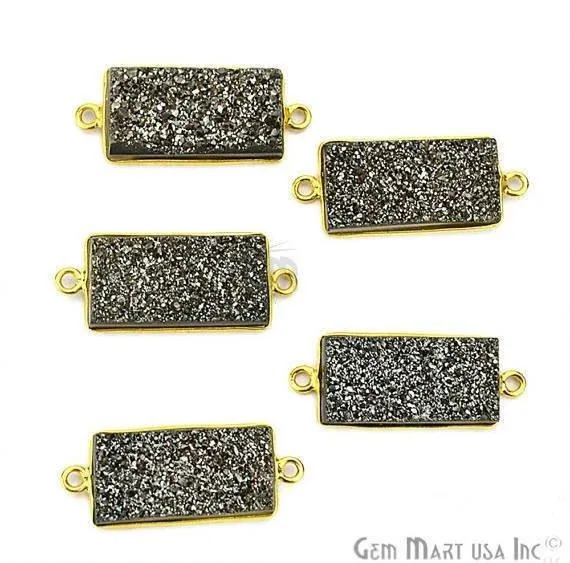 Titanium Druzy 10x20mm Rectangle Double Bail Gold Bezel Gemstone Connector GemMartUSA PreStyled Sets Titanium Druzy 10x20mm Rectangle Double Bail Gold Bezel Gemstone Connector GemMartUSA PreStyled Sets