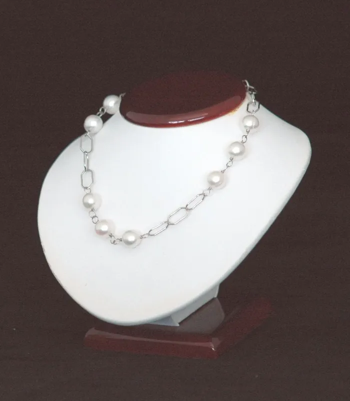 White Leatherette Small Necklace or Bracelet Bust w Wooden Base JPIDisplay Bracelets
