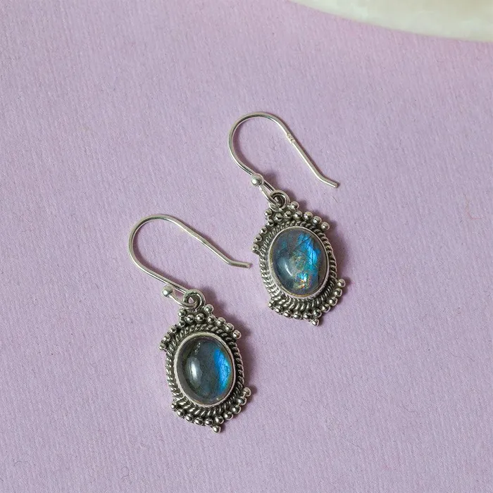 YoTreasure Earrings Labradorite Solid 925 Sterling Silver Dangle Earrings Gemstone Jewelry