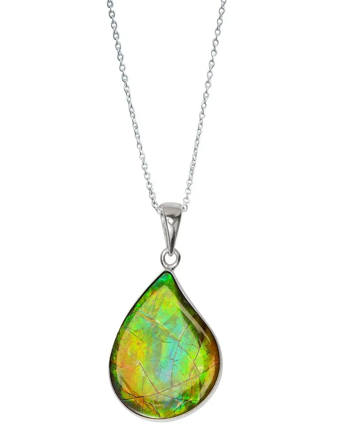 YoTreasure Necklaces 1425 Ct Ammolite Solid 925 Sterling Silver Necklace Pendant Jewelry