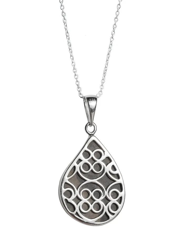 YoTreasure Necklaces 1425 Ct Ammolite Solid 925 Sterling Silver Necklace Pendant Jewelry