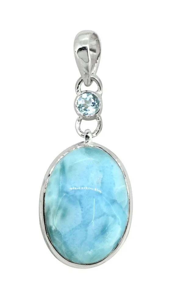 YoTreasure Necklaces Natural Larimar Solid 925 Sterling Silver Pendant 2