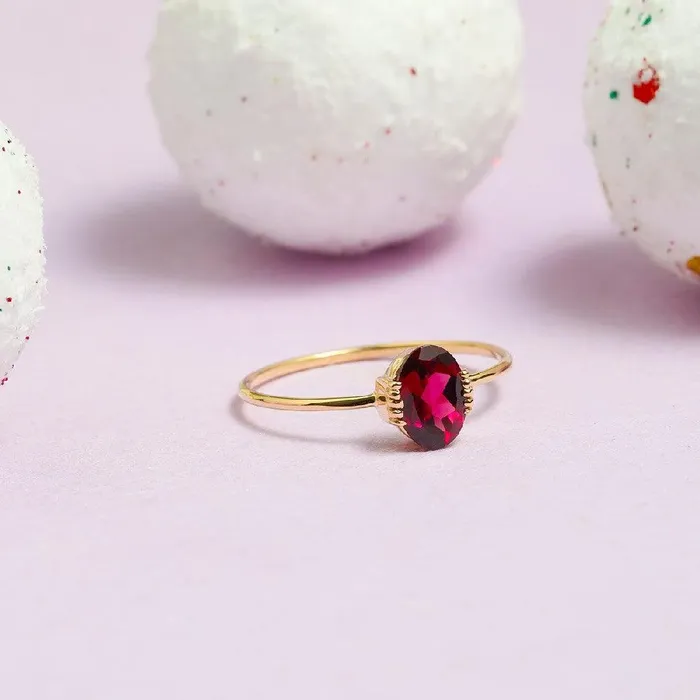 YoTreasure Rings Rhodolite Garnet Ring 14K Yellow Gold Women Jewelry